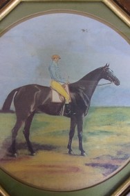  Bardzo stary cenny obraz z początku XXw." Dżokej na koniu "-2
