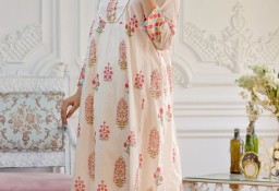 Nowa tunika sukienka indyjska M 38 L 40 kolorowa kwiaty wzór kaftan kurta