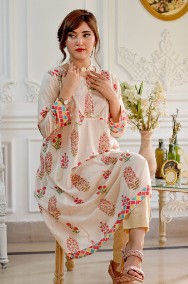 Nowa tunika sukienka indyjska M 38 L 40 kolorowa kwiaty wzór kaftan kurta-2