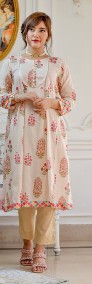 Nowa tunika sukienka indyjska M 38 L 40 kolorowa kwiaty wzór kaftan kurta-4