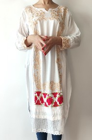 Biała tunika indyjska kameez kurta XL XXL plus size boho Bollywood lato-2