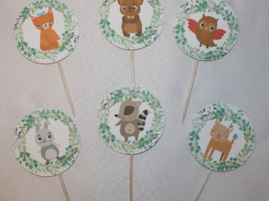 Pikery do dekoracji ozdoby dla dzieci leśne zwierzęta zwierzątka miś lis sarenka-1