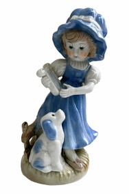 Figurka porcelanowa - dziewczynka z harfą i psem-2