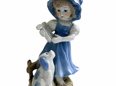 Figurka porcelanowa - dziewczynka z harfą i psem-1