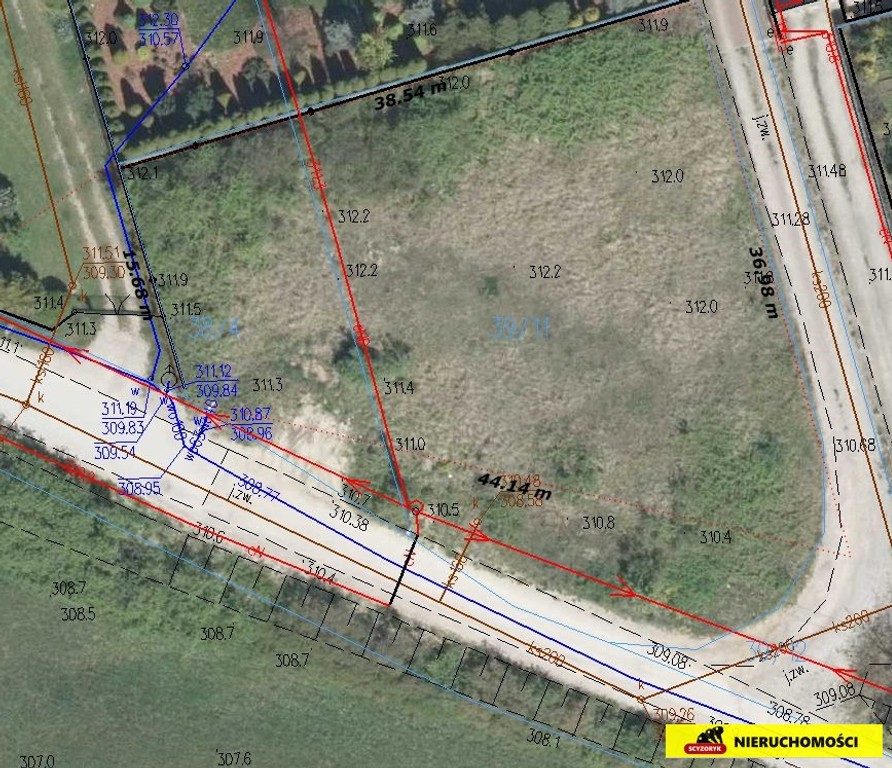 Działka  budowlana 1250 m², Domaszowice, media - Więcej