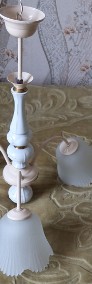 Żyrandol 3 Ramienny z Porcelitu Klosze Szkło PRL Lata 80-90 Sprawny-4