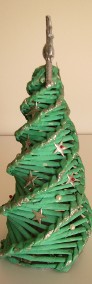 Mała zielona choinka ze srebrnymi dodatkami 26 cm świąteczny stroik  -3