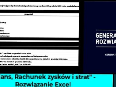 "Bilans spółki, Rachunek zysków i strat " - Rozwiązanie zadania Excel. Studia -1