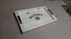 Taca Jack Daniels drewno metalowe uchwyty loft industrial retro