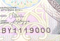 Banknot 100 zł z 2012 Ciekawy numer  BY*111*9000 Kolekcjonerski