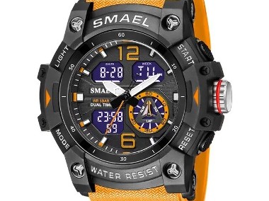 Wojskowy zegarek Smael pomarańczowy analogowo cyfrowy sportowy LED elektroniczny-1