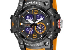 Wojskowy zegarek Smael pomarańczowy analogowo cyfrowy sportowy LED elektroniczny