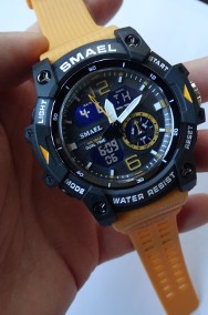 Wojskowy zegarek Smael pomarańczowy analogowo cyfrowy sportowy LED elektroniczny-2