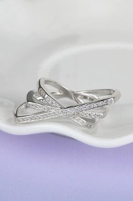 Nowy pierścionek srebrny kolor białe cyrkonie celebrytka duży gwiazda-2