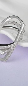 Nowy pierścionek srebrny kolor białe cyrkonie celebrytka duży gwiazda-3