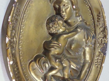 Stary Relif Gipsowy Madonna z Dzieciątkiem Jesus -1