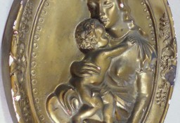 Stary Relif Gipsowy Madonna z Dzieciątkiem Jesus 