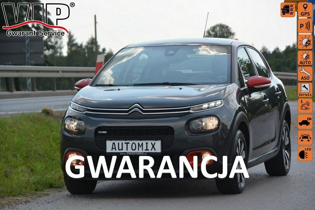 Citroen C3 III 1.2 PureTech panorama gwarancja przebiegu Mirror Link bezwypadkowy