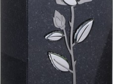 Wazon kwadratowy granitowy na nagrobek (wzór z kwiatem)-1