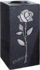 Wazon kwadratowy granitowy na nagrobek (wzór z kwiatem)