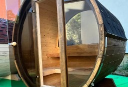 Sauna tarasowa 160 cm w pełni przeszklona KOSMOS ze świerku skandynawskiego