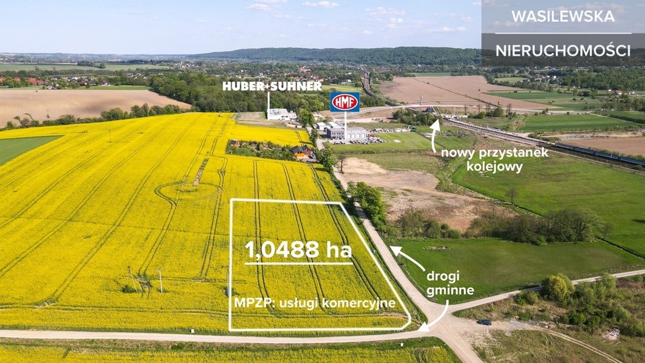 Teren inwestycyjny 26,5 a - 1 ha / MPZP pod usługi - Widok 2