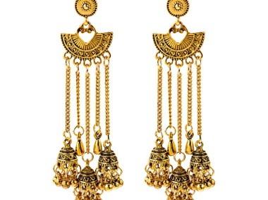 Nowe długie kolczyki z Indii indyjskie złoty kolor orient orientalne boho-1