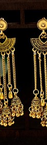Nowe długie kolczyki z Indii indyjskie złoty kolor orient orientalne boho-3