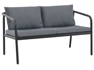 vidaXL 2-osobowa sofa ogrodowa z poduszkami, aluminium, szara 44699-1