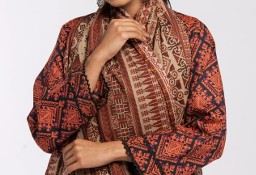 Duża chusta szal dupatta brąz wzór bawełna orient hidżab hijab turban pareo