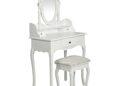 vidaXL Toaletka z lustrem i stołkiem, biała60558-1