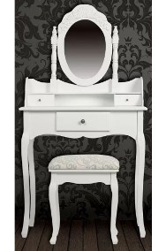 vidaXL Toaletka z lustrem i stołkiem, biała60558-2