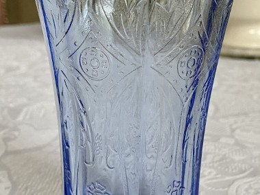Indiana Glass Co. chabrowy wazonik ze zdobieniem-1
