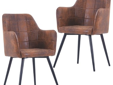 vidaXL Krzesła stołowe, 2 szt., brązowe, sztuczna skóra zamszowa287825-1