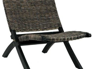 vidaXL Krzesło, czarne, naturalny rattan kubu i lite drewno mahoniowe285802-1
