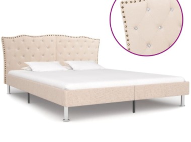 vidaXL Rama łóżka, tkanina, beżowa, 180 x 200 cm 280536-1
