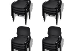 vidaXL Krzesła biurowe tapicerowane tkaniną 16 szt., sztaplowane, czarne 274428