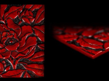 Dekoracyjna płytka ceramiczna pokryta czerwoną laką z wypukłym wzorem lotosu-2