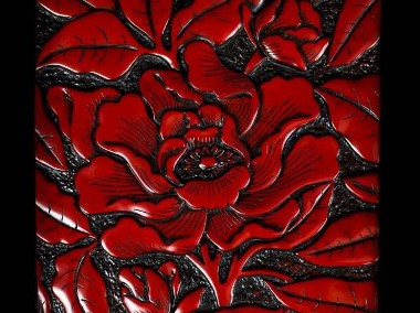 Dekoracyjna płytka ceramiczna pokryta czerwoną laką z wypukłym wzorem lotosu-1