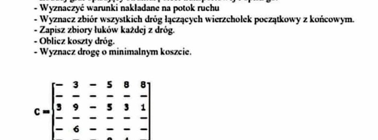 "Macierz kosztów, graf struktury sieci transportowej" - Zestaw 1 rozwiązań-1