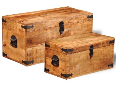 vidaXL Zestaw 2 kufrów z surowego drewna mango241634-1