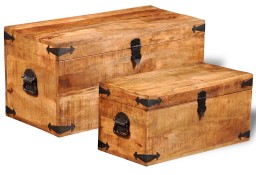 vidaXL Zestaw 2 kufrów z surowego drewna mango241634