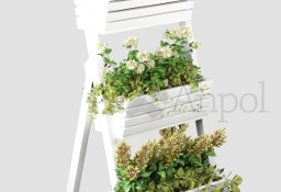 Kwietnik biały drewniany drabinka stojak na kwiaty