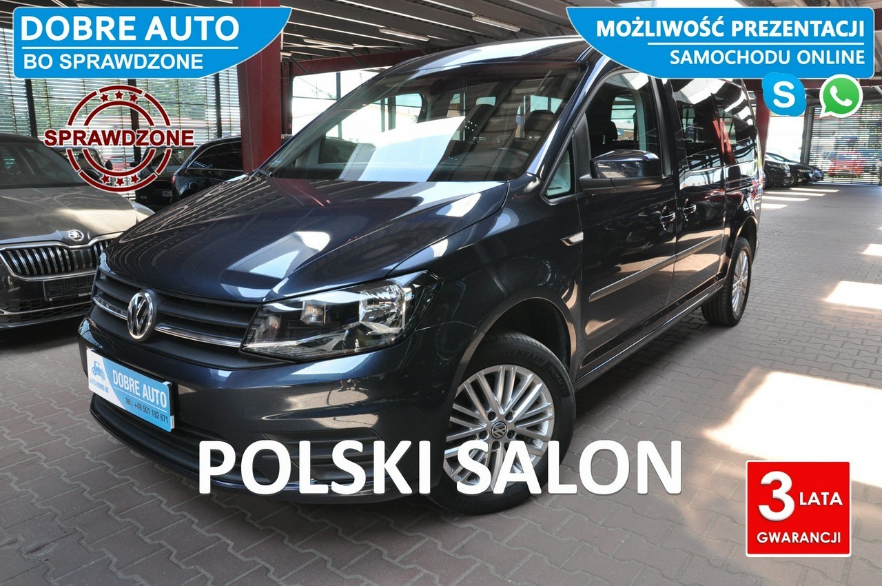 Volkswagen Caddy III 2.0 150KM 7 OSOBOWY, 37tyś km,Czujniki Cofania, Navi, Tempomat, FV 2