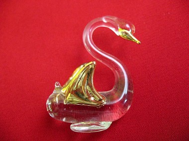 Ptak - Łabędź złocony - figurka ze szkła w stylu Murano - 4,5 x 3,5 x 2 cm-1
