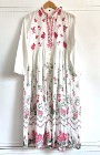 Piękna sukienka orientalna rozkloszowana bawełna S 36 biała kwiaty haft orient