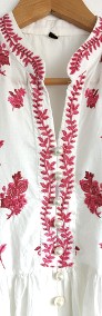 Piękna sukienka orientalna rozkloszowana bawełna S 36 biała kwiaty haft orient-3