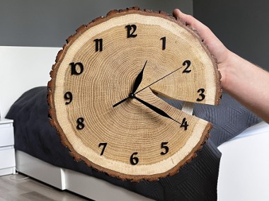 Drewniany zegar ścienny z plastra drewna - 30 cm | CUDA Z DREWNA - na zamówienie-1