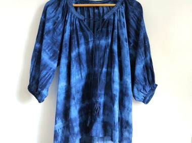 Bluzka Lindex L 40 niebieska na lato boho etno hippie tie dye oversize plus size-1