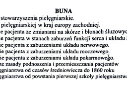 "BUNA" - Praca zaliczeniowa z dziedziny - Pielęgniarstwo. Poziom Studia 